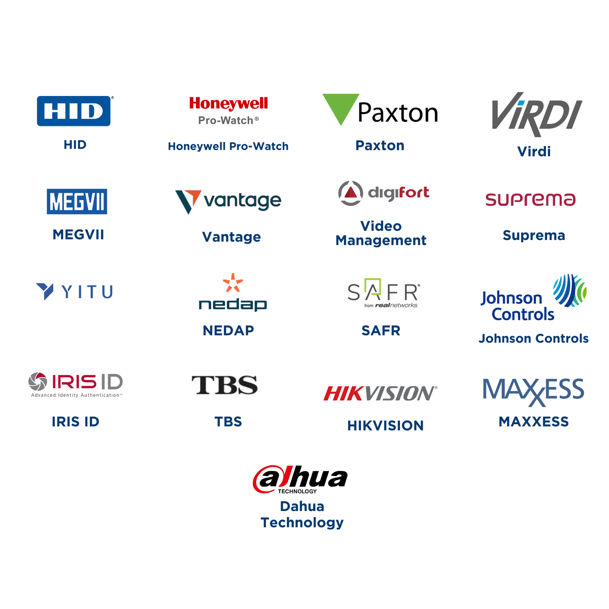 TEKVisit certified technology partners - HID Global, Honeywell, Paxton, Suprema and leading security hardware providers